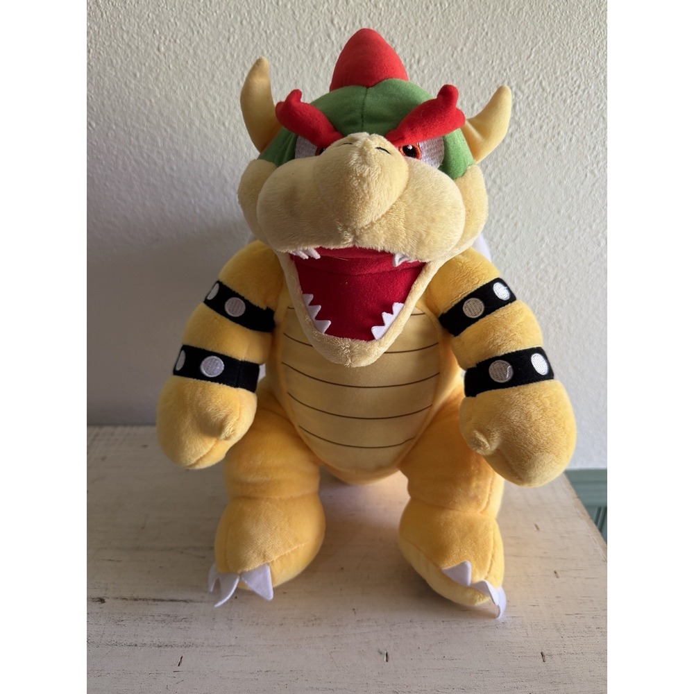 Super Mario Bros Build-A-Bear Bowser Plush Stuffed Doll Large Yellow Green Toy